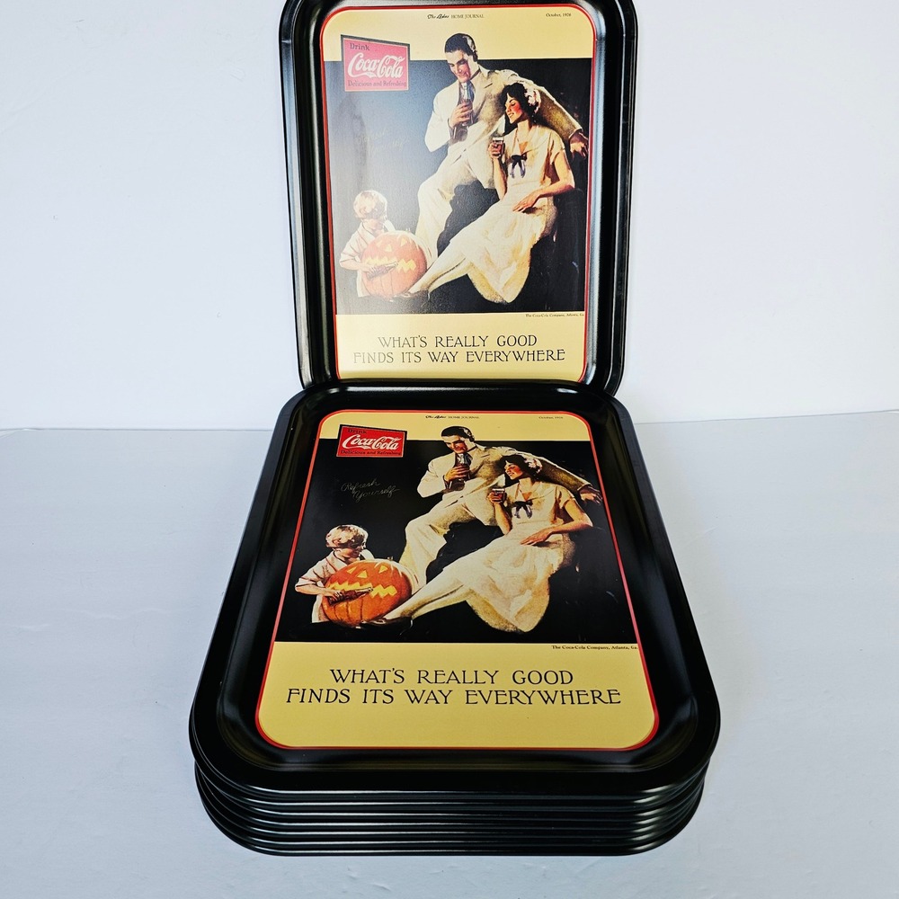 1992 Coca-Cola Metal Serving Tray Lot 10 What's Really Good Halloween 1926 Art